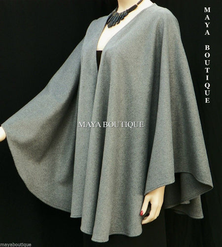 Cashmere Gray Cape Ruana Wrap Coat Maya Matazaro Made in USA