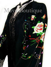 Yellow Rose Embroidered Silk Fringe Jacket Opera Coat Kimono Maya Matazaro