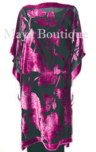 Caftan Dress Kimono Silk Burnout Velvet Pink Black Hand Dyed Maya Matazaro