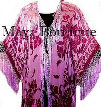 Hand Dyed Kimono Jacket Duster Silk Burnout Velvet Wine Rose Ombre Maya Matazaro