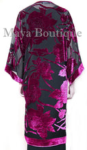 Magenta Long Kimono Jacket Silk Burnout Velvet No Fringe Maya Matazaro