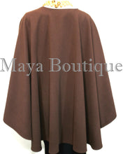 Expresso Brown Cape Ruana Wrap Coat Cashmere Wool Blend Maya Matazaro USA Made