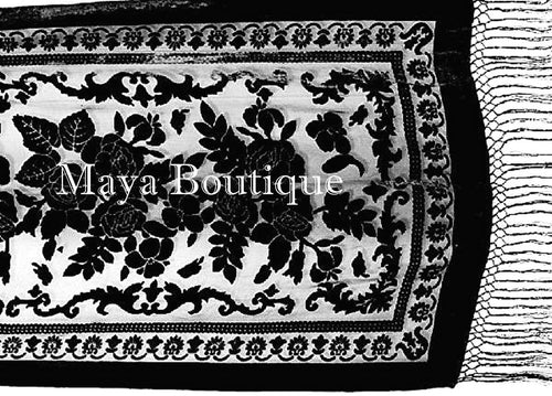 Black Maya Matazaro Silk Shawl Wrap Scarf Burnout Velvet Oblong Extra Long 110