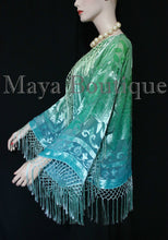 Wearable Art Velvet Kimono Jacket Hand Dyed Jade Turquoise Short Maya Matazaro