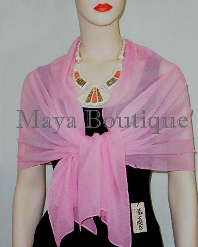 Silk Chiffon Wrap Shawl Scarf Hand Dyed Baby Pink Maya Matazaro