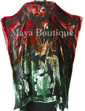 Caftan Dress Kimono Silk Burnout Velvet Dyed Stained Glass Copper & Green Maya