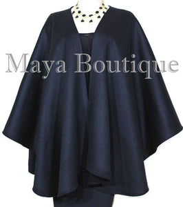 Luxurious Black Cape Ruana Wrap Coat Cashmere Camel hair Blend by Maya Matazaro