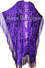 Purple Caftan Duster Fringe Jacket Kimono Opera Coat Burnout Velvet Maya Plus