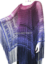 Crochet Poncho Shawl Top Hand Dyed Magenta Purple Ombree Maya Matazaro One Size