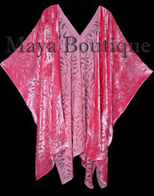 Maya Matazaro Coral Camellia Burnout Velvet Caftan Kimono Jacket USA Made