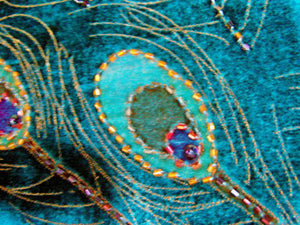Silk Velvet Jacket Kimono Short Beaded Peacock Turquoise Maya Jacket