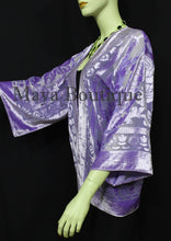 Lavender Jacket Kimono Burnout Velvet Short No Fringe Hand Dyed Maya Matazaro