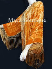 Orange Kimono Silk Burnout Velvet Fringe Jacket Short Maya Matazaro