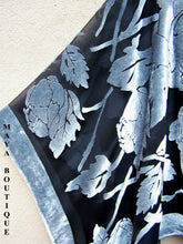 Piano Shawl Wrap Scarf Silk Burnout Velvet Silver & Black No Fringe Maya