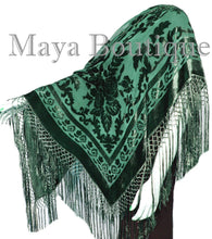 Emerald Green Piano Shawl Wrap Fringed Scarf Silk Burnout Velvet Maya Matazaro
