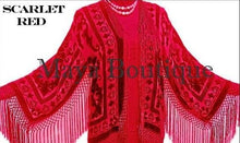 Fringe Jacket Kimono Scarlet Red Silk Burnout Velvet Short Maya Matazaro US Made