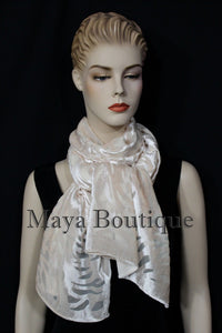 Maya Matazaro Ivory Pearl Camellia Shawl Wrap Scarf Burnout Velvet Elegant!