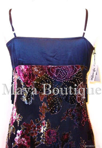 Dress Gown Black Silk Burnout Velvet Beaded Victorian Roses Maya Matazaro L