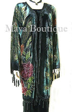 Jacket Kimono Opera Coat Silk Burnout Velvet Beaded Peacock Black Maya Matazaro