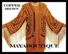 Copper Burnout Velvet Silk Fringe Jacket Short Kimono Maya matazaro