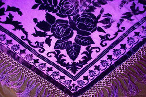 Silk Piano Shawl Wrap Scarf Burnout Velvet Purple Maya Shawl