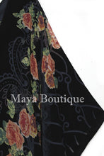 Tea Roses Caftan Kimono Burnout Velvet Black Orange Usa Made Maya Matazaro