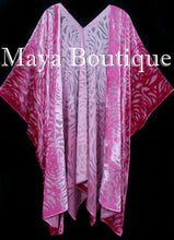 Pink Ombre Camellia Burnout Velvet Caftan Kimono Duster Hand Dyed Maya Matazaro