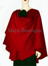 Cashmere Wool Cape Ruana Wrap Coat RED by Maya Matazaro Made in USA New