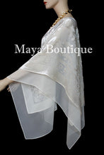 Maya Matazaro Layered Poncho Top Burnout Velvet & Chiffon Ivory Made In USA