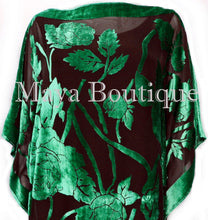 Caftan Dress Kimono Silk Burnout Velvet Green Black Hand Dyed Maya Matazaro