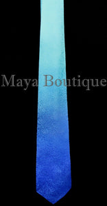 Matching Silk Neck Tie & Scarf Hand Dyed Blue Turquoise Ombre Maya Matazaro