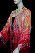 Raspberry Peach Burnout Velvet Kimono Jacket Hand Dyed Maya Matazaro USA Made