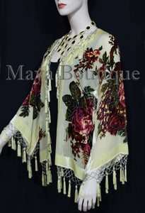 Victorian Rose Jacket Short Kimono Beaded Silk Velvet Vanilla Maya Matazaro