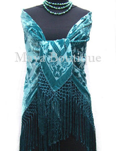 Piano Shawl Wrap Scarf Silk Burnout Velvet Ice Blue Maya Boutique
