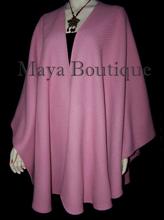 Ruana Cape Coat Wrap Cashmere Wool Blend Coral Blush Maya Matazaro