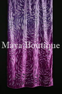 Maya Matazaro Hand Dyed Purple Mulberry Camellia Shawl Wrap Scarf Burnout Velvet