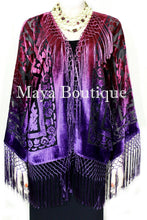 Art to Wear Burnout Velvet Kimono Jacket Hand Dyed Violet Magenta Maya Matazaro