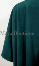 Forest Green Cape Ruana Wrap Coat Cashmere Wool Blend Maya Matazaro USA Made