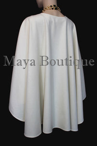 Cashmere Cape Ruana Wrap Coat Ivory by Maya Matazaro Made in USA