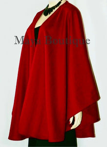 Cashmere Wool Cape Ruana Wrap Coat RED by Maya Matazaro Made in USA New