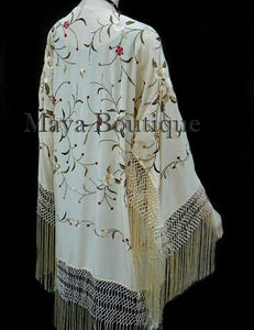 Silk Embroidered Fringe Jacket Kimono Flapper Coat Vanilla Maya Embroidery Coat