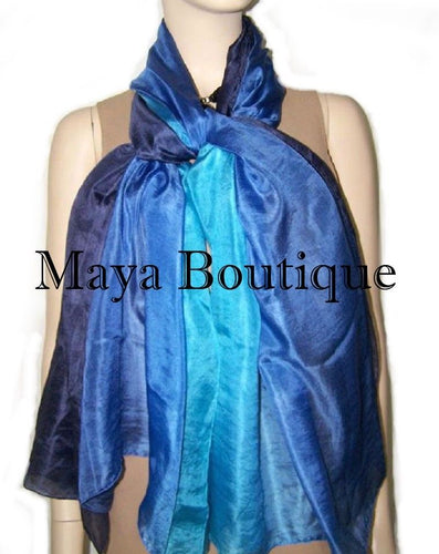 Huge Silk Wrap Shawl Scarf Hand Dyed BlueTurquoise Ombre Maya Boutique