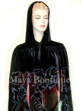 Opera Cape Coat Silk Burnout Velvet Art Nouveau Hooded Lined Maya Cloak