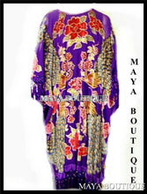 Beaded Peacock & Rose Silk Burnout Velvet Kimono Opera Coat Purple Maya Matazaro