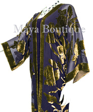Antique Gold Long Kimono Jacket Silk Burnout Velvet No Fringe Maya Matazaro