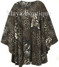 Reversible Wool Cashmere Cape Ruana Coat Animal Print  Solid Brown Maya Matazaro