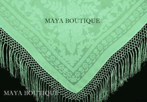 Piano Shawl Wrap Scarf Silk Burnout Velvet Mint Color Hand Dyed Maya Matazaro