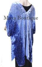 Niagara Blue Ombre Camellia Burnout Velvet Caftan Kimono Hand Dyed Maya Matazaro