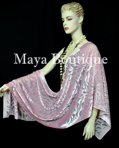 Maya Matazaro Rose Quartz Camellia Shawl Wrap Scarf Burnout Velvet Elegant!
