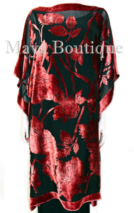 Caftan Dress Kimono Silk Burnout Velvet Red Black Hand Dyed Maya Matazaro